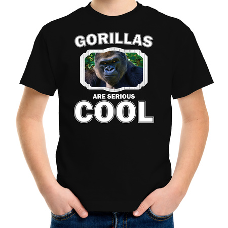 Dieren stoere gorilla t-shirt zwart kinderen - gorillas are cool shirt jongens en meisjes