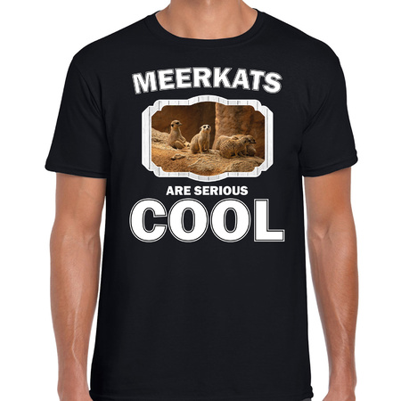 Dieren stokstaartje t-shirt zwart heren - meerkats are cool shirt