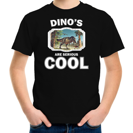 Dieren t-rex dinosaurus t-shirt zwart kinderen - dinosaurs are cool shirt jongens en meisjes