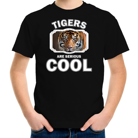 Dieren tijger t-shirt zwart kinderen - tigers are cool shirt jongens en meisjes