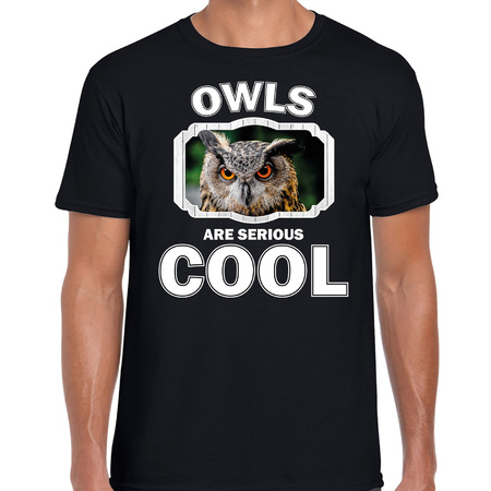 Dieren uil t-shirt zwart heren - owls are cool shirt