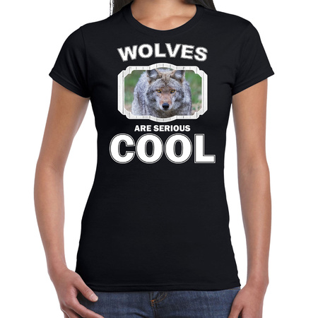 Dieren wolf t-shirt zwart dames - wolves are cool shirt