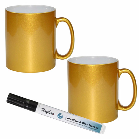 Diy mug decorate package 2x mugs with black marker
