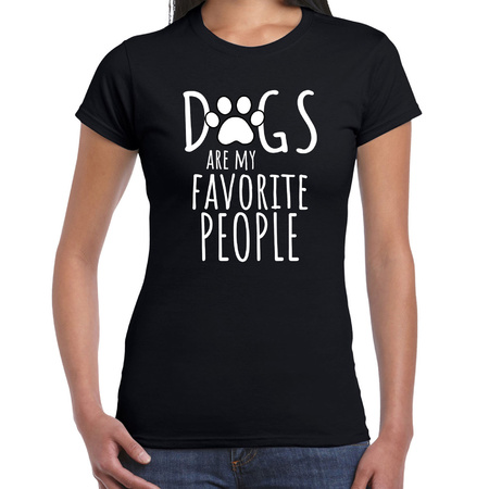 Dogs are my favourite people / Honden zijn mijn favoriete mensen t-shirt zwart voor dames