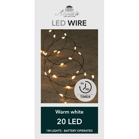 Christmas lights Led wire with timer 20 lights warm white 100 cm