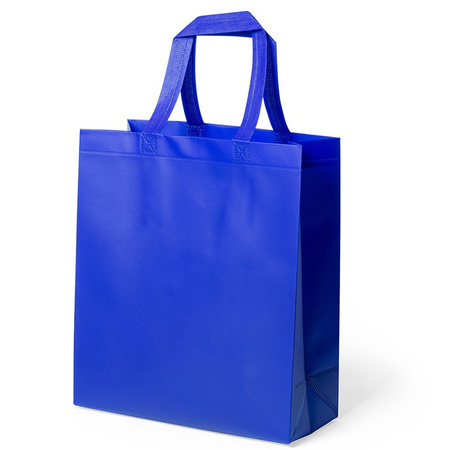 Draagtas/schoudertas/boodschappentas in de kleur blauw 35 x 40 x 15 cm