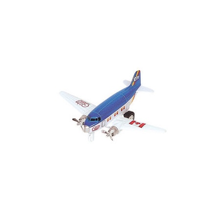 Speelgoed propellor vliegtuigen setje van 2 stuks blauw en grijs 12 cm