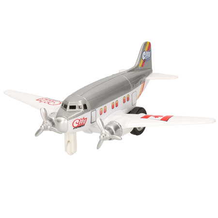 Speelgoed propellor vliegtuigen setje van 2 stuks rood en grijs 12 cm