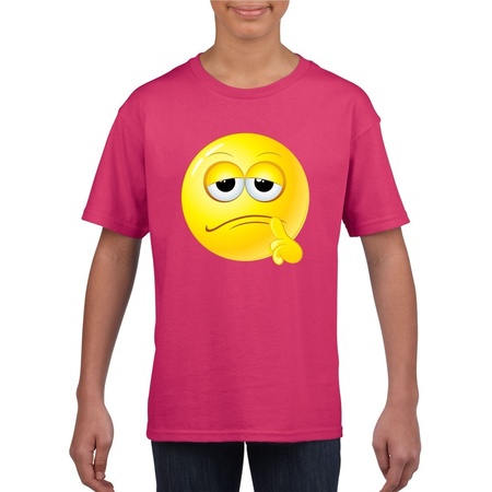 Emoticon t-shirt questionable pink children