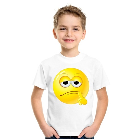 Emoticon t-shirt bedenkelijk wit kinderen