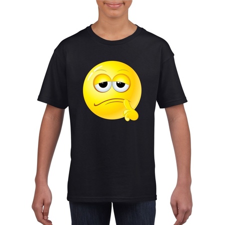 Emoticon t-shirt bedenkelijk zwart kinderen