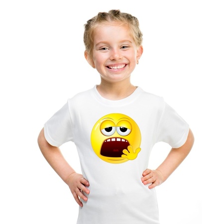 Emoticon t-shirt tired white children