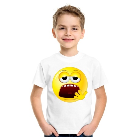 Emoticon t-shirt tired white children