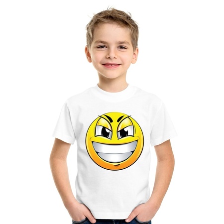 Emoticon t-shirt ondeugend wit kinderen