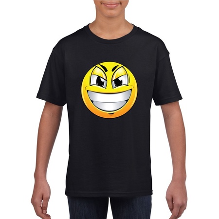 Emoticon t-shirt ondeugend zwart kinderen