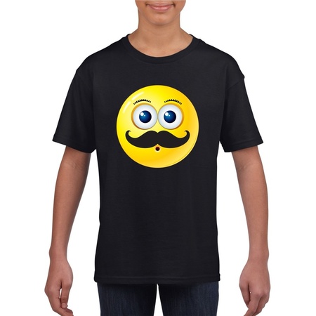 Emoticon t-shirt moustache black children