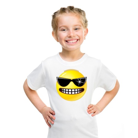 Emoticon t-shirt stoer wit kinderen
