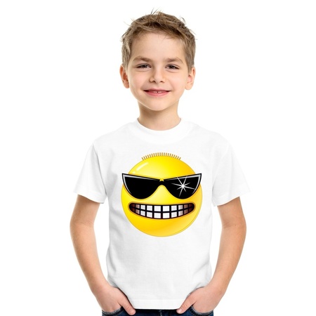 Emoticon t-shirt stoer wit kinderen