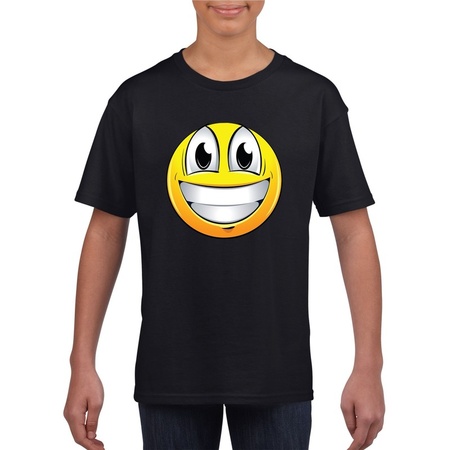 Emoticon t-shirt super vrolijk  zwart kinderen