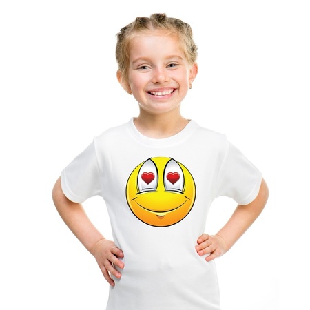 Emoticon t-shirt verliefd wit kinderen