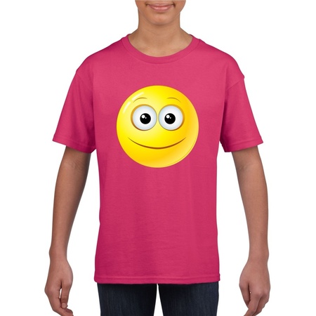 Emoticon t-shirt vrolijk roze kinderen