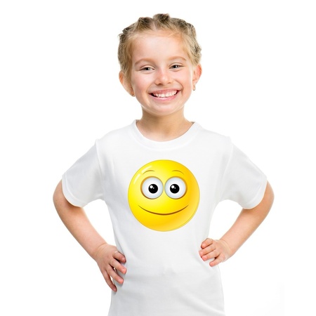 Emoticon t-shirt happy white children