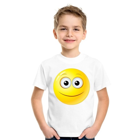 Emoticon t-shirt vrolijk wit kinderen