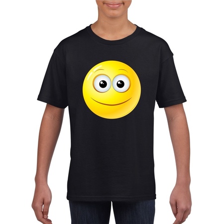 Emoticon t-shirt vrolijk zwart kinderen