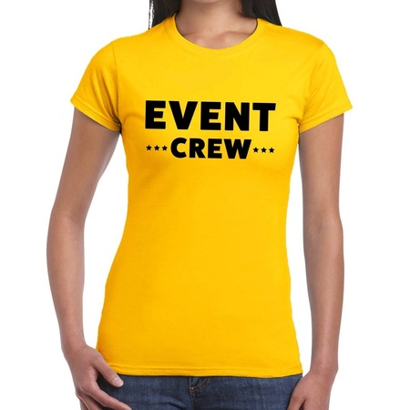 Event crew / personeel tekst t-shirt geel dames