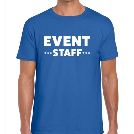 Event staff / personeel tekst t-shirt blauw heren