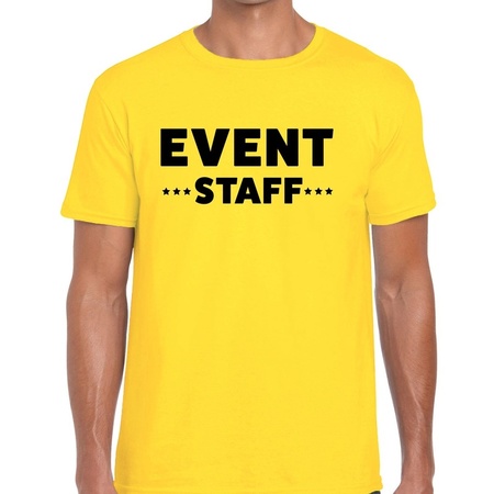 Event staff / personeel tekst t-shirt geel heren