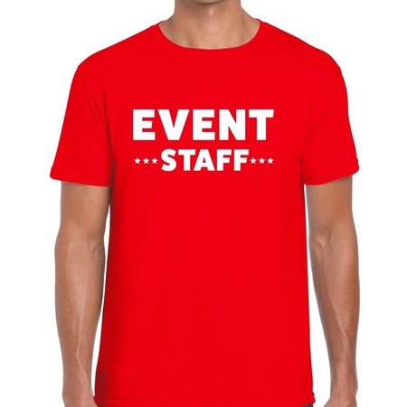 Event staff / personeel tekst t-shirt rood heren