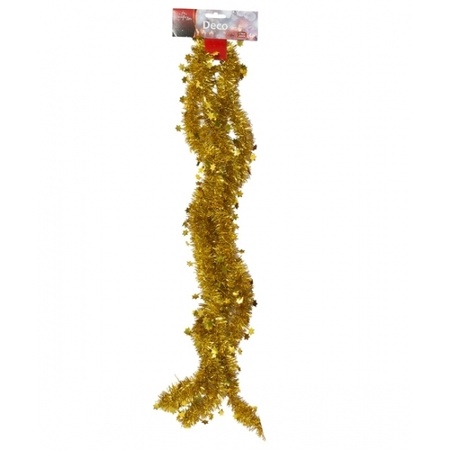 Party garland gold tinsel stars 10 x 270 cm decoration