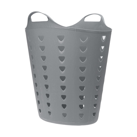 Flexible laundry basket - grey - 60 liter - plastic - 47 x 50 cm