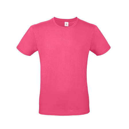 Fuchsia roze basic t-shirt met ronde hals voor heren van katoen
