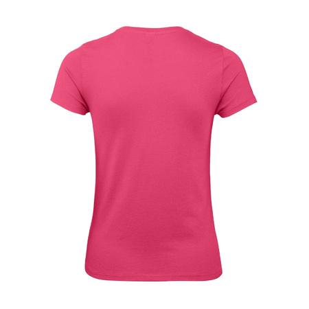 Fuchsia roze basic t-shirts met ronde hals voor dames van katoen