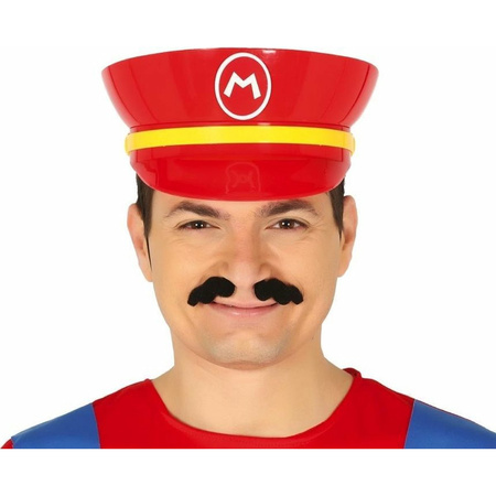 Game dress-up set plumber Mario - cap/gloves/moustache - carnival/theme party outfit