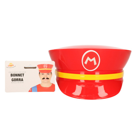 Game verkleed set loodgieter Mario - pet/snor/handschoenen - rood - carnaval/themafeest outfit