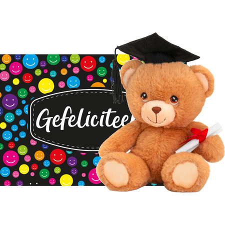 Congratulations graduated card with graduation bear 14 cm