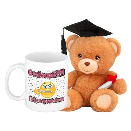 Passed gift mug/cup with teddy bear - sprakeloos - ceramic - Approx. 300ml
