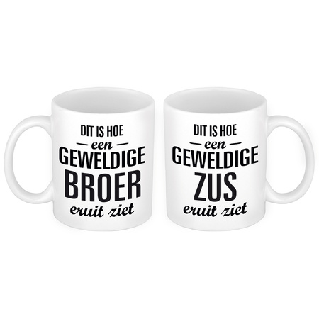 Geweldige broer en zus mug - Gift cup set for Sister and Brother