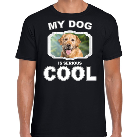 Golden Retriever honden t-shirt my dog is serious cool zwart voor heren