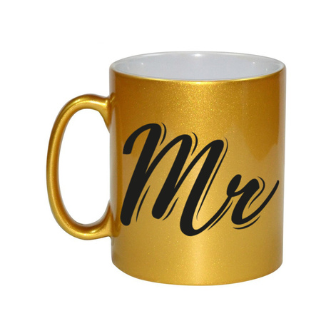 Mrs en MR coffee mugs set gold 330 ml