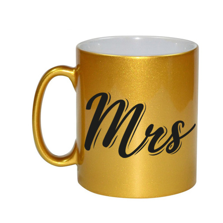 Mr and Mrs wedding mugs gold 330 ml