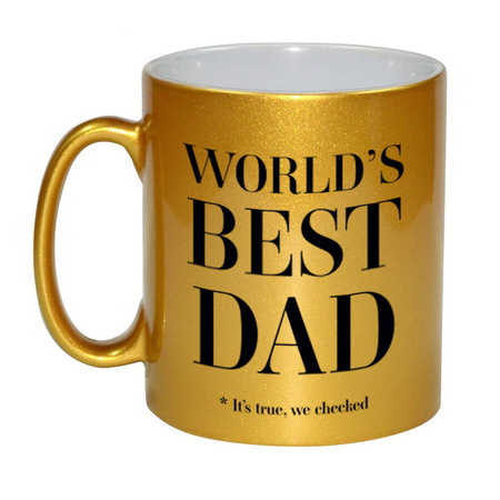 Gouden Worlds best dad cadeau koffiemok / theebeker 330 ml - Cadeau mokken