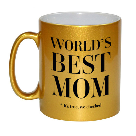 Gouden Worlds best mom cadeau koffiemok / theebeker 330 ml - Cadeau mokken