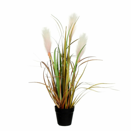 Artificial reed grass plant green in black pot 53 cm