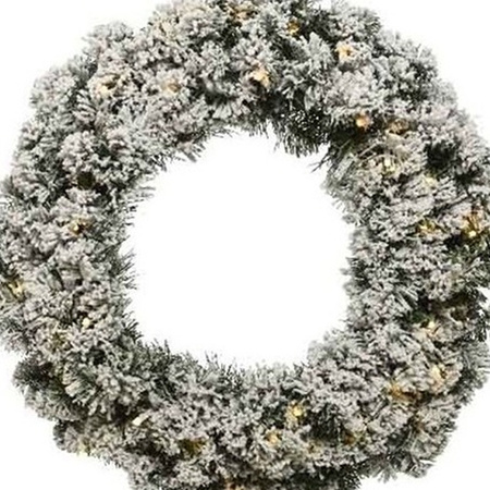 Green/white Christmas led wreath 60 cm Imperial with snow