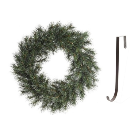 Green Christmas wreath 50 cm Malmo with iron pendant