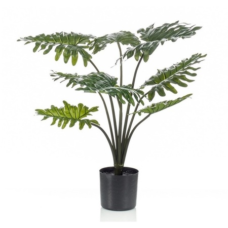 Green Philodendron artificial plant 60 cm in black pot